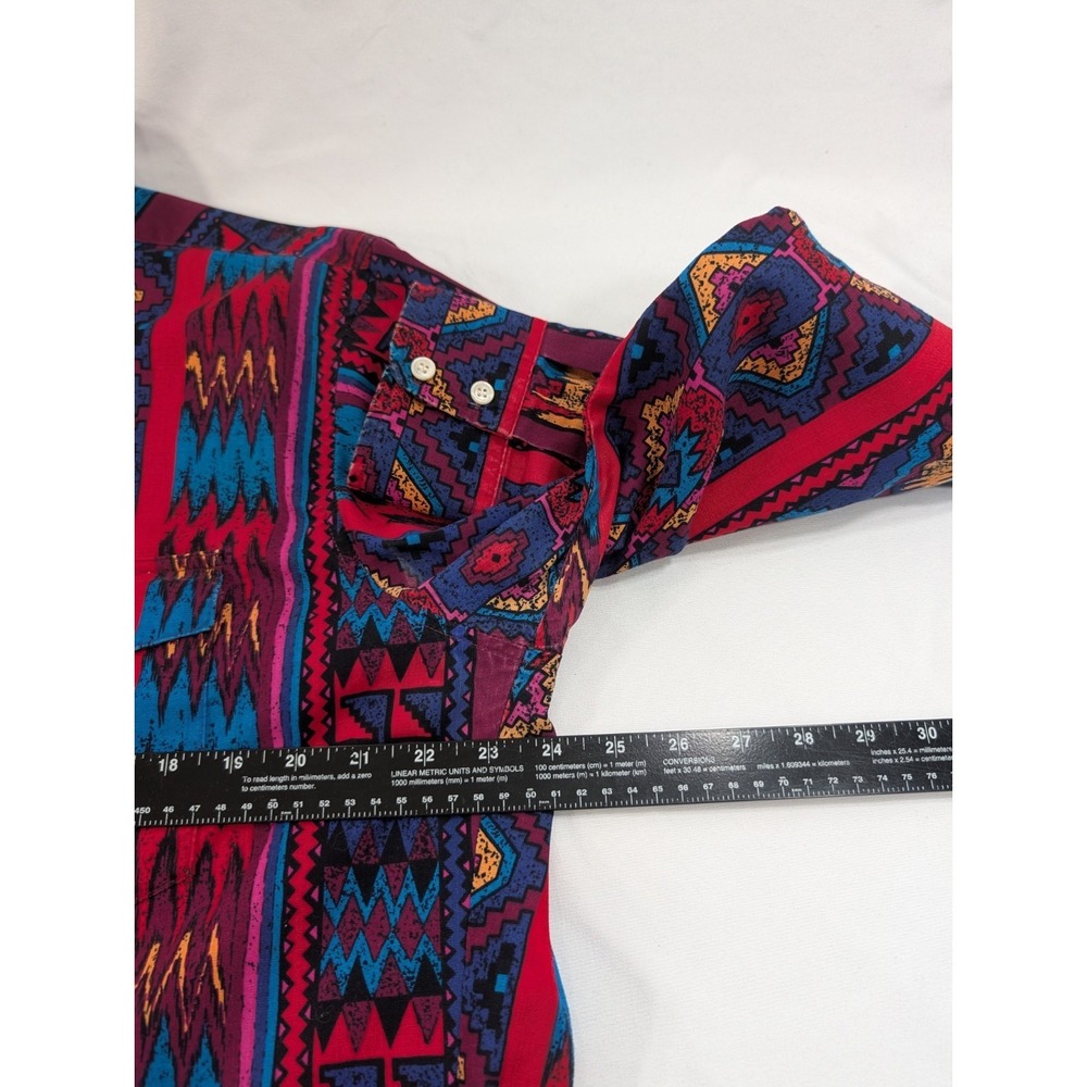 Vintage Wrangler Shirt Mens 17 36‎ XL Brushpopper Cowboy Aztec X Long Tails 90s - Picture 6 of 8